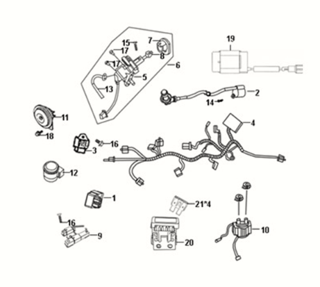 Sym Fiddle III 50 E3 wire harness