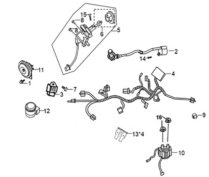 Sym Mio 50I E5 wire harness