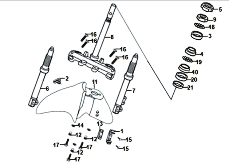 Front fork/front fender/headset Sym Symphony ST 125I E4 White (WH-006)