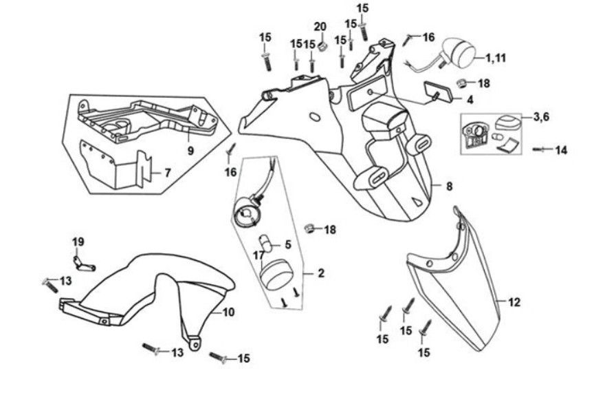 Achterspatbord - spatlap Sym XPRO 50 4-takt AC Euro 4