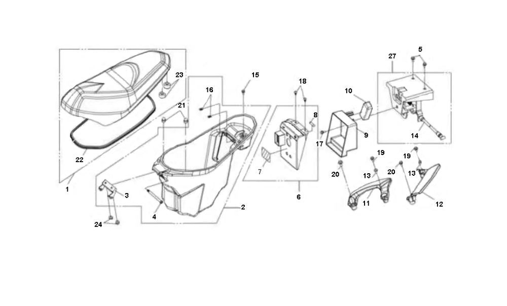 Saddle Helmet Tray Sym Jet Sport-X 2-stroke