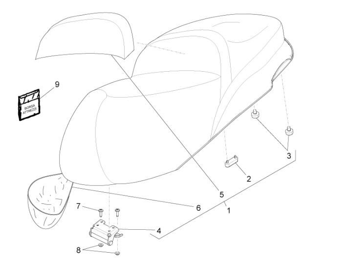 Saddle - Seat Piaggio Beverly 350 E3 Sport Touring 2013-2014 metalized red 849/A