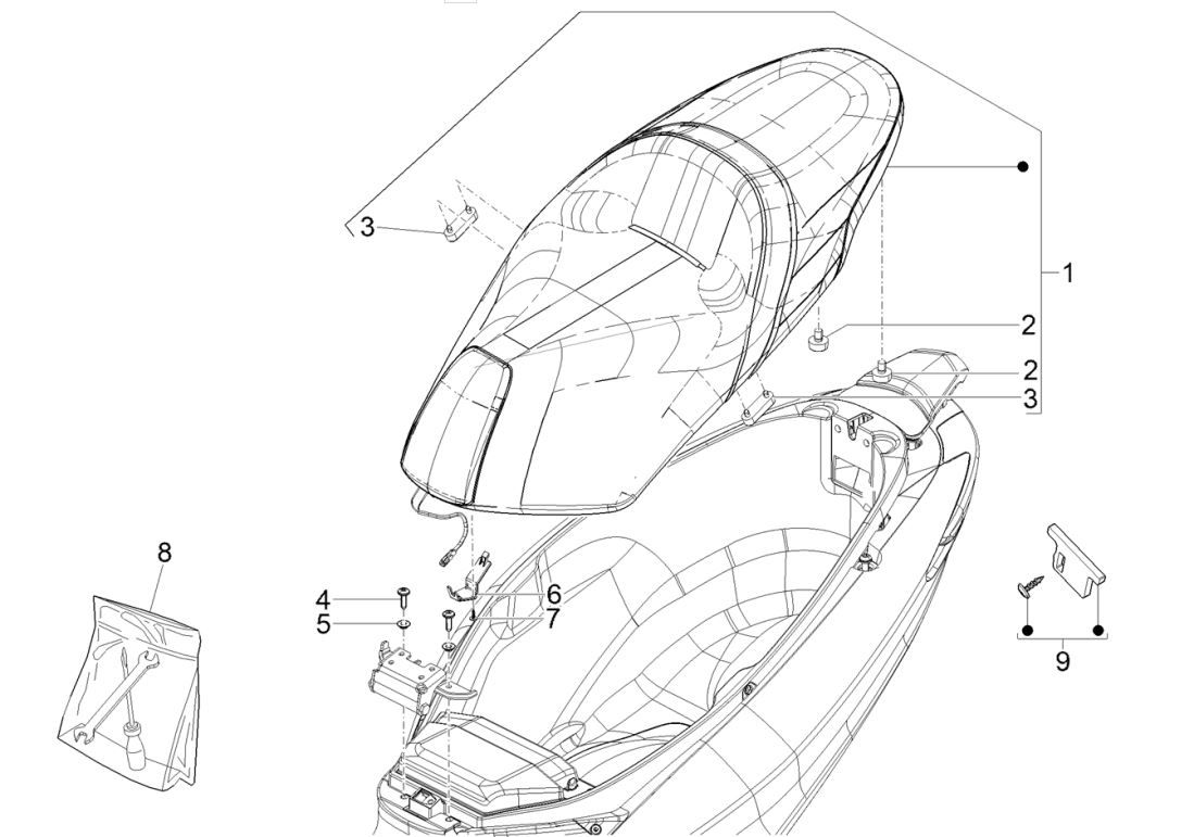 Piaggio MP3 300 HPE /300 HPE SPORT E5 ABS 2020-2022 (EMEA) Saddle
