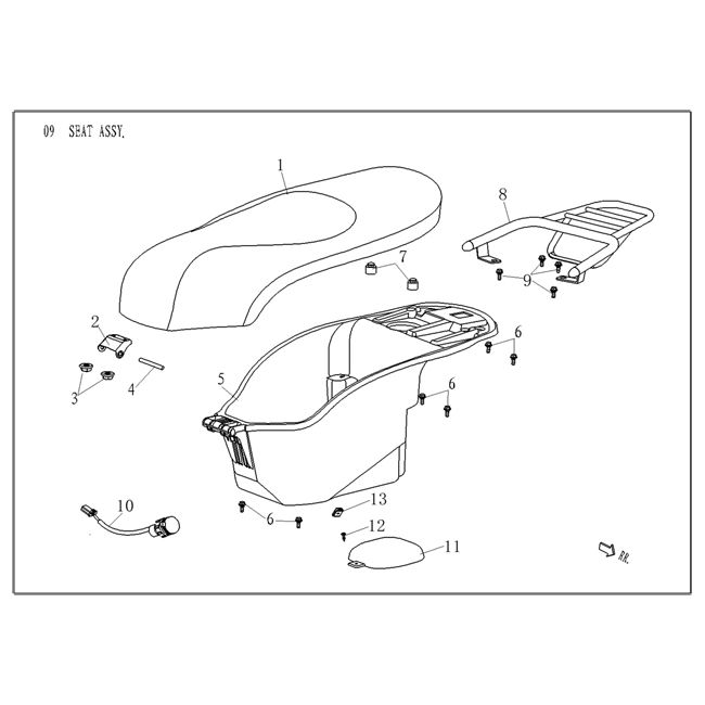 Saddle /buddy box Agm Vx50 Plus