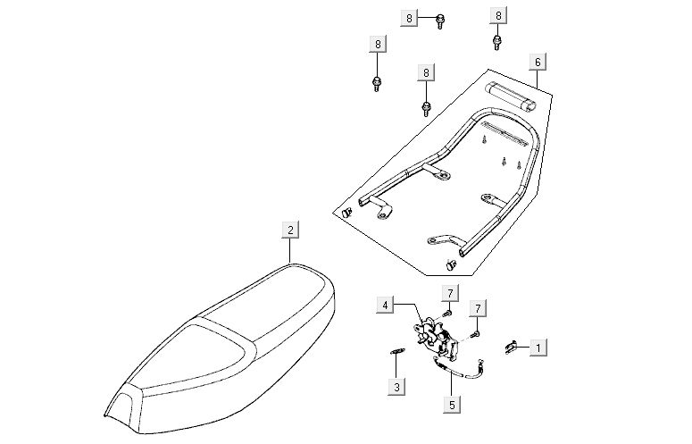Saddle Kymco Activ 4-stroke red-black