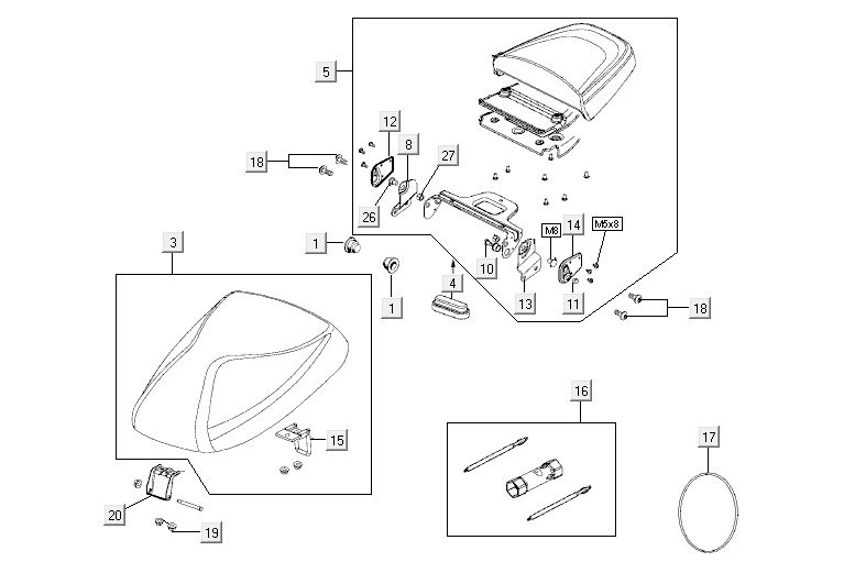 Saddle Kymco Agility 10' 4-stroke white silver