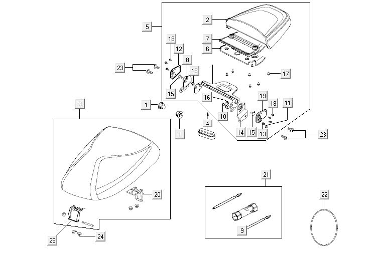 Saddle Kymco Agility 12' 4-stroke silver