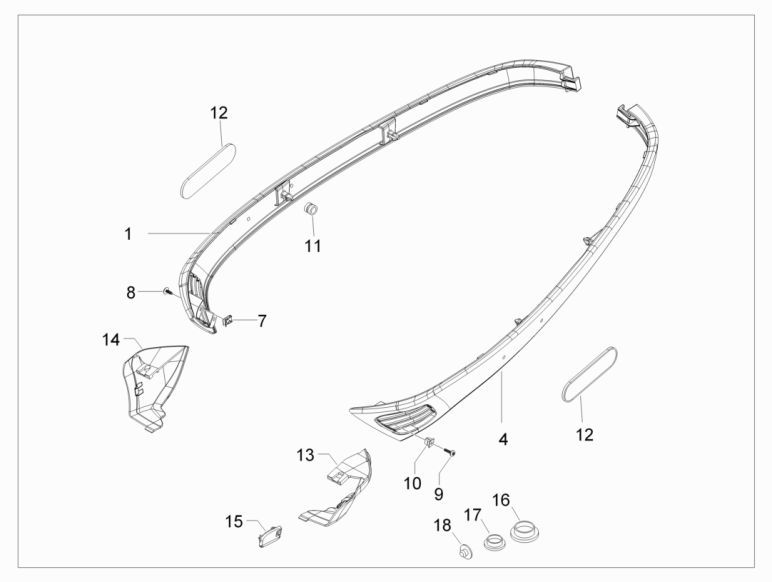 Side Skirts Vespa S 25km 4-stroke 2-valve matt black 85/B
