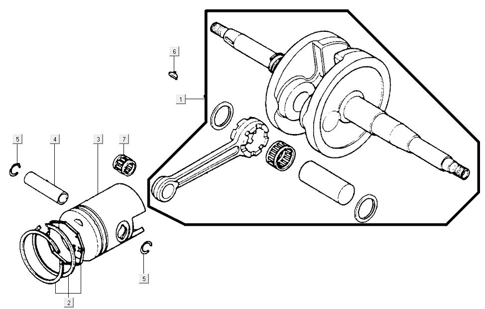 Piston - Crankshaft Kycmo G-Dink 2-stroke Dark Grey