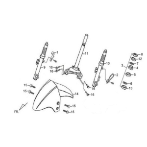Front fork/fender/headset Sym X'PRO 125 Red (R010CA)