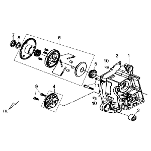 Right crankcase - Sym Fiddle II oil pump