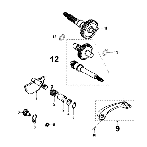 Drive Shafts - Kickstarter Peugeot Ludix 10 Black