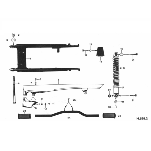 Swingarm - Chain Guard - Shock Absorber Zundapp GTS 50 529-020 to 029