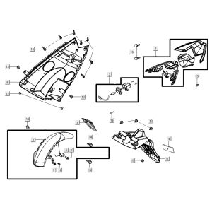 Rear light+hood Kymco Super 8 Street 4-stroke red