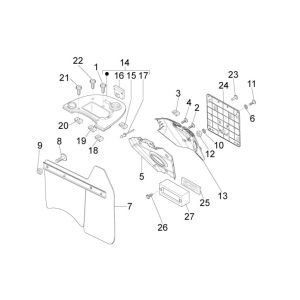 Rear fender battery cover Vespa Lx 2-stroke matt black 79/A