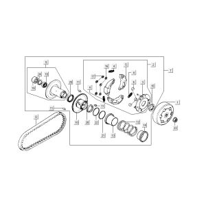 Rear Coupling - V-belt Kymco People 2-stroke blue