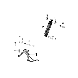 Rear Telescope and Stand Peugeot Speedfight 3 AC Red