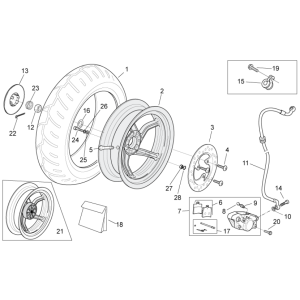 Rear wheel - brake disc Aprilia SR 50 H2O ie+carb 2004-2009
