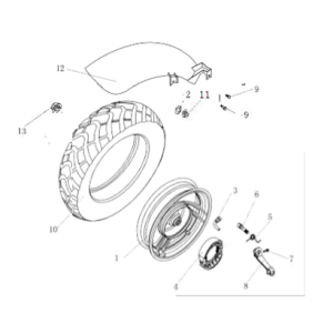 Rear wheel AGM Ape50 white