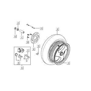 Rear wheel Kymco Super9 2t lc om matt black-red
