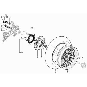 Rear Wheel Piaggio Beverly 350 E3 Sport Touring 2013-2014