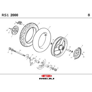 Rear wheel Rieju RS1 matt gray 2002 2-stroke