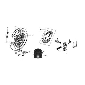 Rear wheel Sym Jet Euro-X 2-stroke