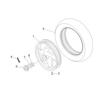 Rear wheel Vespa Lx 25km 4-stroke 2-valve
