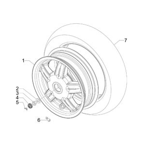 Rear wheel Vespa S 25km 4-stroke 2-valve