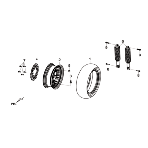 Rear wheel/rear telescope Sym Joymax 125I ABS
