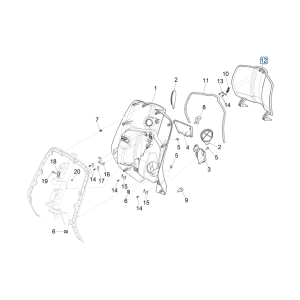 Vespa Sprint 4-stroke 3V leg shield (euro4 injection IGET) Grey Titanio 707/C