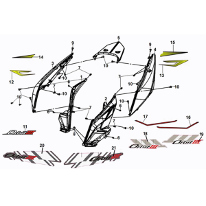 Body cover Sym Orbit III 50 E5 Flash Black/Matt Black (BK5560S/BK-007U)