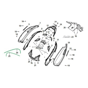 Body cover - tail light Sym E-Fiddle Icy White (WH8028P)