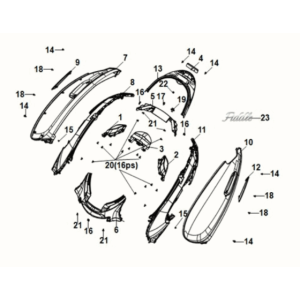 Body cover - tail light Sym Fiddle IV 125i LC ABS E5 2020-2021 BLUE (BUP-275U)