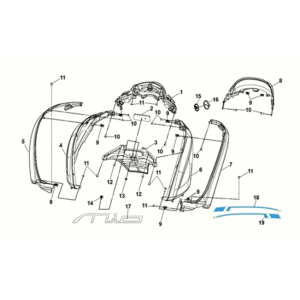 Body cover Sym E-MIO Slate Blue (GY-7547UL/BK-001C)