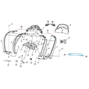 Body cover Sym Mio 50I E5 Grey/Black (GY-430C/BK-001C)