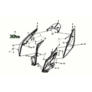 Body cover Sym X-Pro 50 E5 Black (BK-001C)