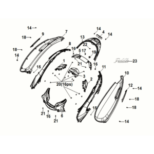 Body cover tail light Sym Fiddle IV 50 E5 Gray (GY-430C)