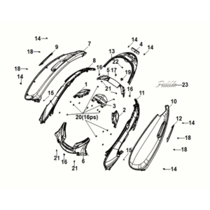 Body cover tail light Sym Fiddle IV 50 E5 Slate blue subm gray (GY7547UL)