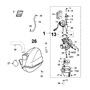 Carburetor Peugeot Ludix 12 black