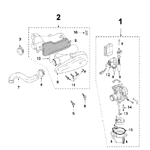 Carburetor Peugeot New Vivacity 2-stroke Dark Blue