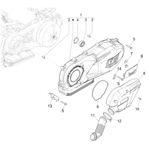 Crankcase cover - Vespa GTS 125 4T E5 ABS 2021 (EMEA) crankcase cover