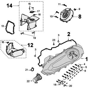 Crankcase cover Peugeot Kisbee euro4 from 2018