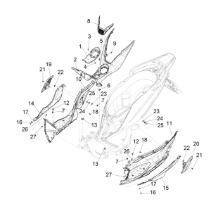Central cover - Piaggio Medley 125 ABS E5 2021-2022 footrest (EMEA)