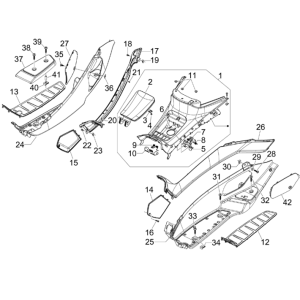 Central cover - footrest Piaggio MP3 300LT Sport 2009-2014 star white 595