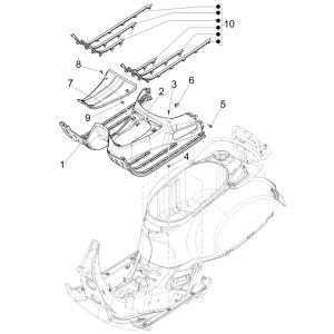 Central cover - Vespa GTS 125 4T E5 ABS 2021 footrest (EMEA)