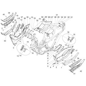 Central cover - Piaggio MP3 300 HPE footrest/300 HPE SPORT E5 ABS 2020-2022 (EMEA)