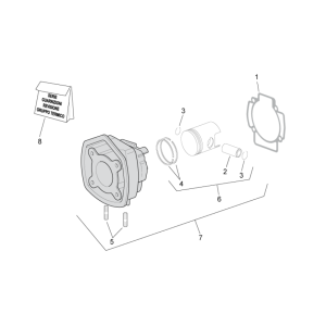 Cylinder with piston Aprilia SR 50 H2O ie+carb 2004-2009