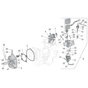 Cylinder head/Carburetor Aprilia SR 50 H2O ie+carb 2004-2009
