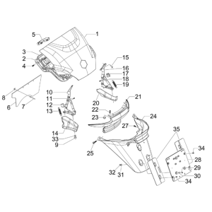 Rear covers - Mudflap Piaggio MP3 300LT Sport 2009-2014 red antares 849/A